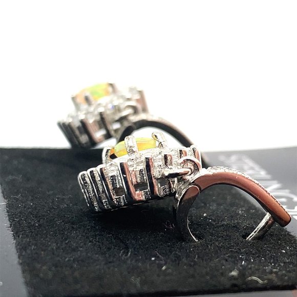 Welo Opal 1.55ct Platinum Finish Silver Earrings - Picture 3 of 6